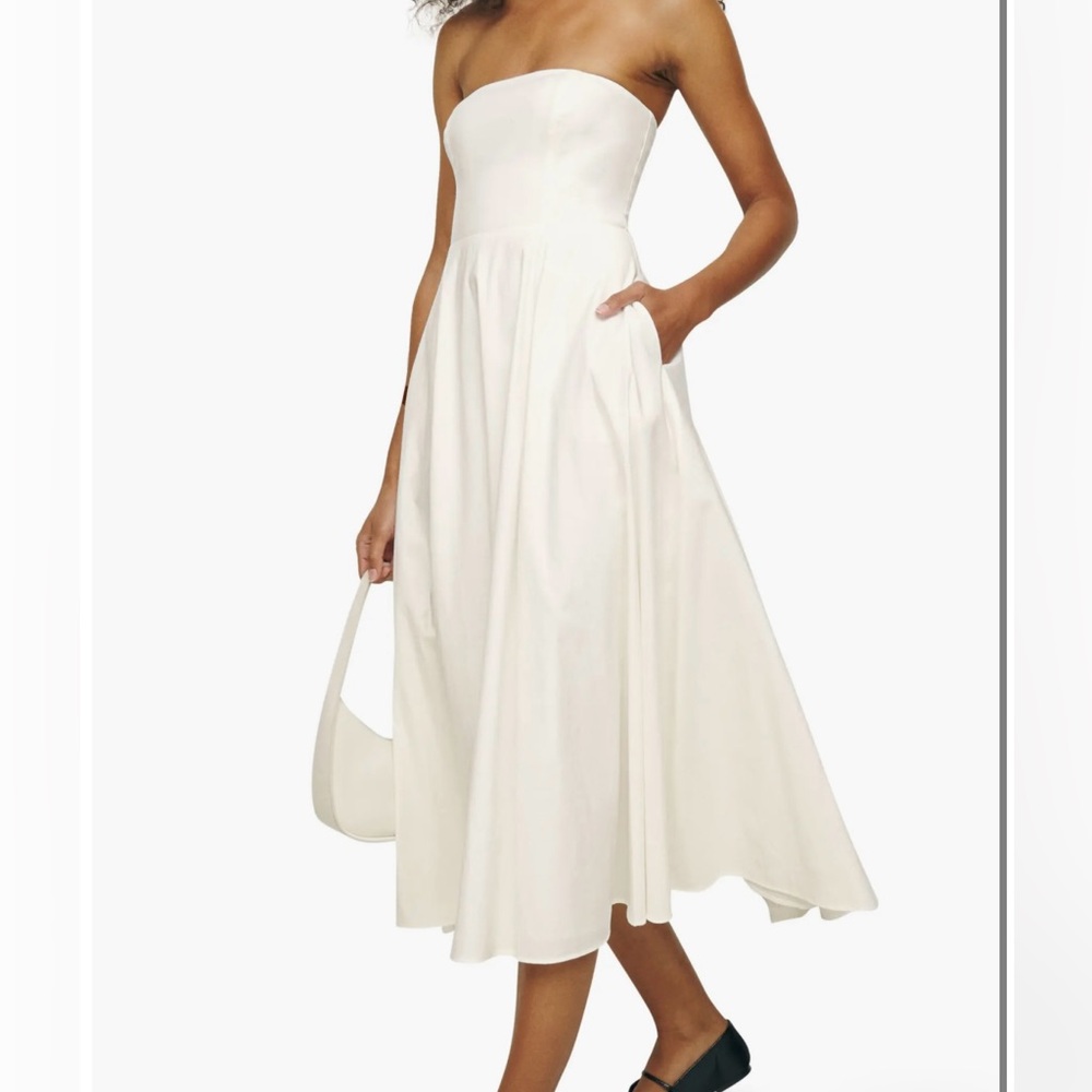Reformation - Astoria Dress - White - Strapless Midi Dress